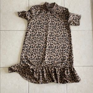 Zara Ruffled Leopard Print mini dress